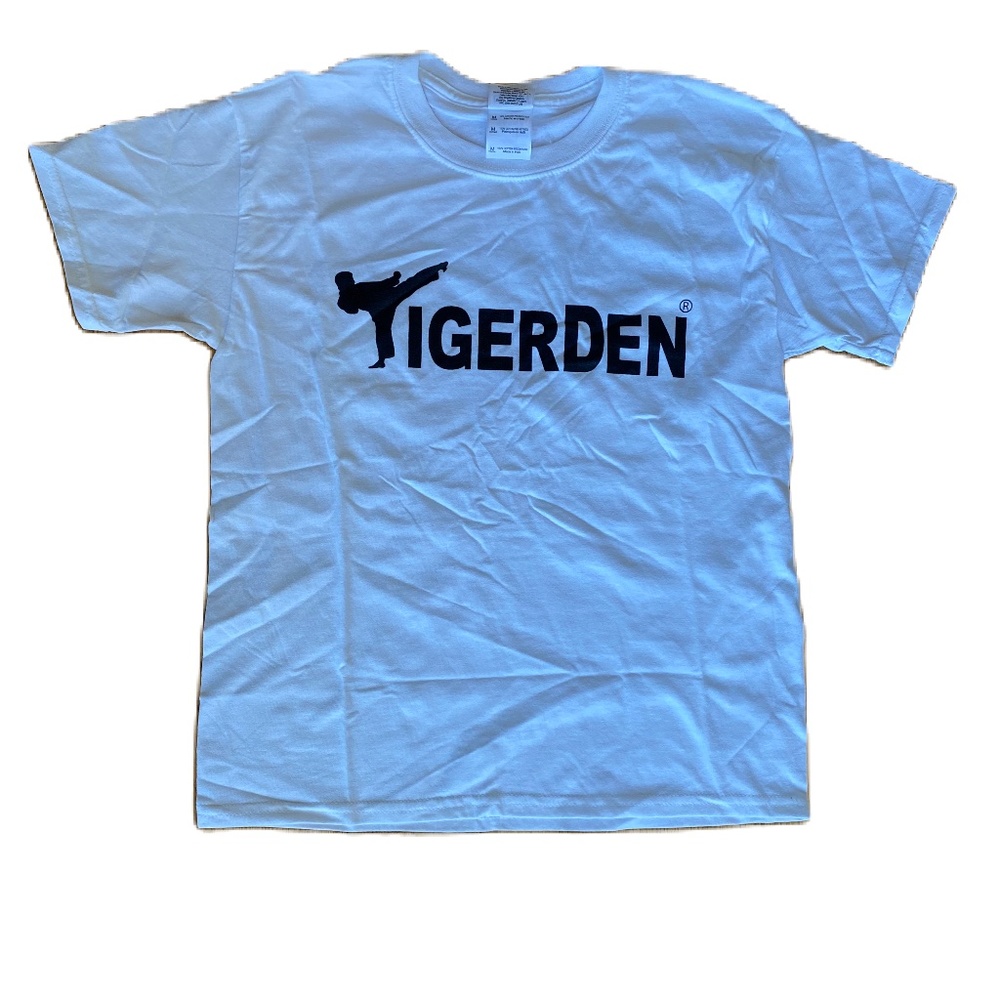 Gildan Heavy cotton TIGERDEN logo short sleeve tee white Youth Medium